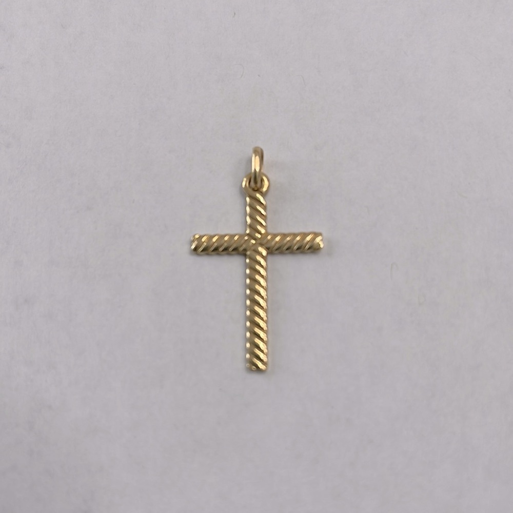 14k Yellow Gold Rope Cross. Stamped.
